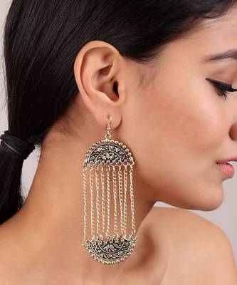 Golden Long chain Mughal Earrings 2