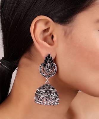 Statement Jhumkis in Oxidized Silver 1