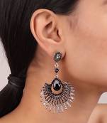 Modern Chaandbali-style Earrings in Silver-black
