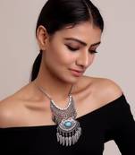 Statement Silver Necklace with Tassels