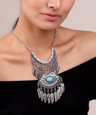 Statement Silver Necklace with Tassels 2