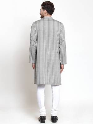 Grey Hand Woven Cotton Kurta Pajama 2