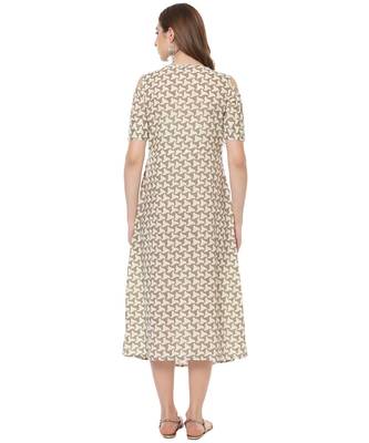 beige printed cotton stitched kurti 3