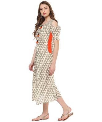 beige printed cotton stitched kurti 4