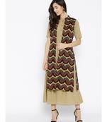 beige plain cotton stitched kurti