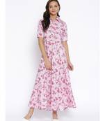 pink printed cotton stitched kurti