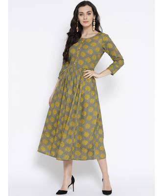 grey printed rayon stitched kurti 1