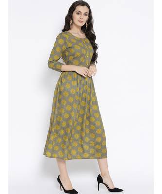 grey printed rayon stitched kurti 4