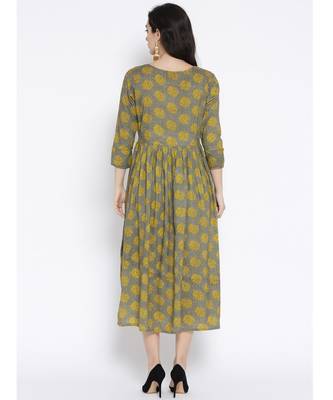 grey printed rayon stitched kurti 5