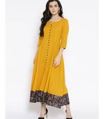 mustard plain cotton stitched kurti