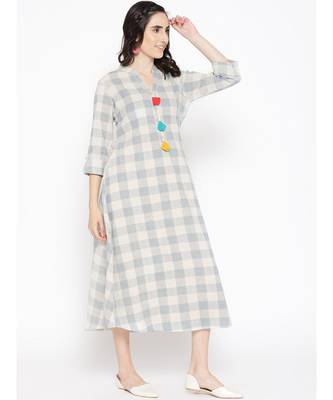 off white printed cotton stitched kurti 3
