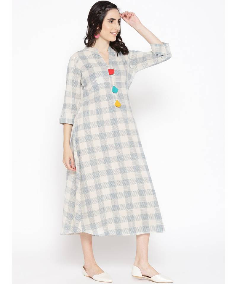 off white printed cotton stitched kurti