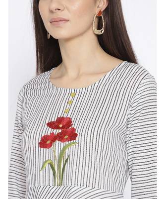 off white embroidered cotton stitched kurti 2