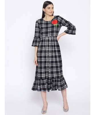 black embroidered rayon stitched kurti 1