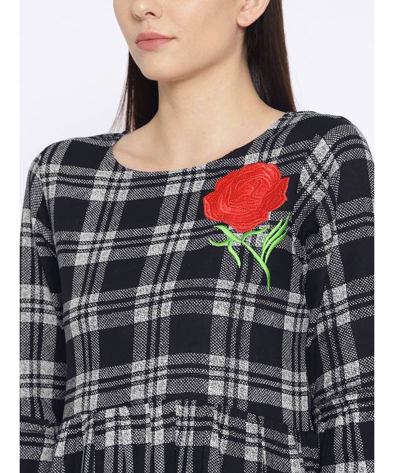 black embroidered rayon stitched kurti