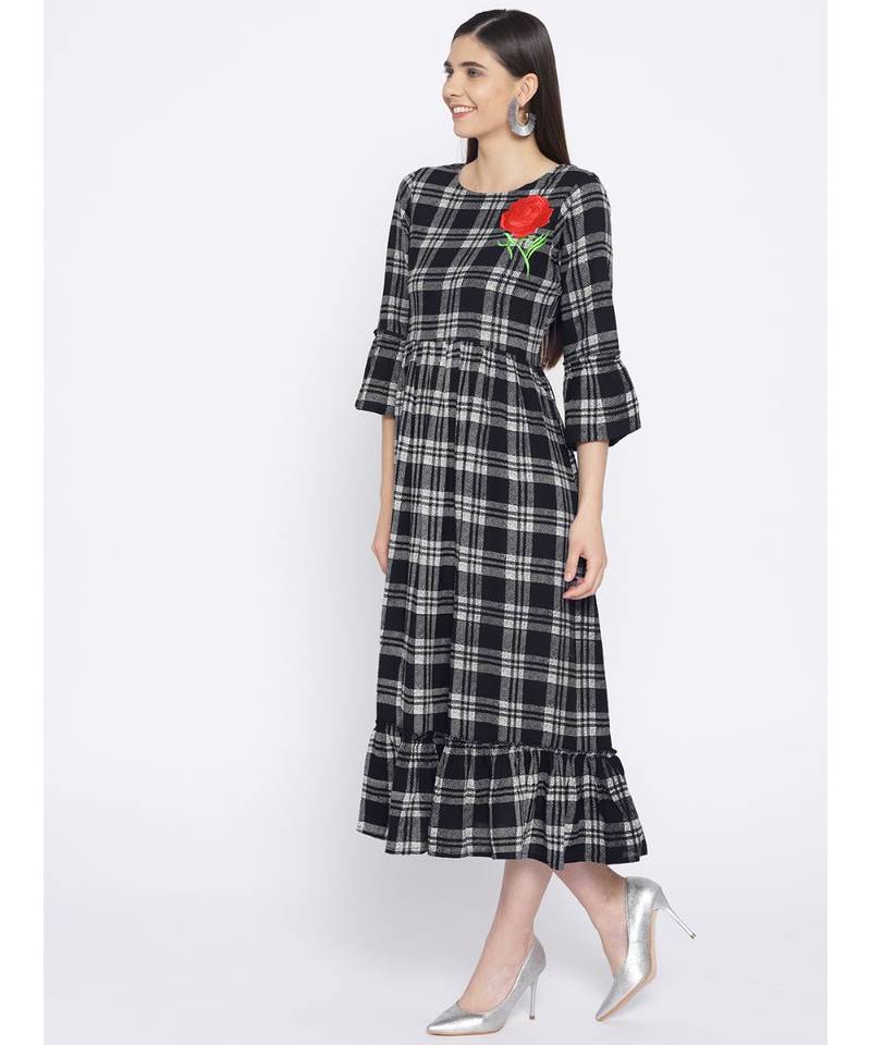 black embroidered rayon stitched kurti