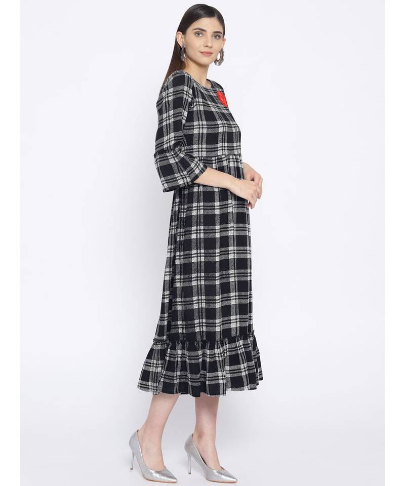 black embroidered rayon stitched kurti