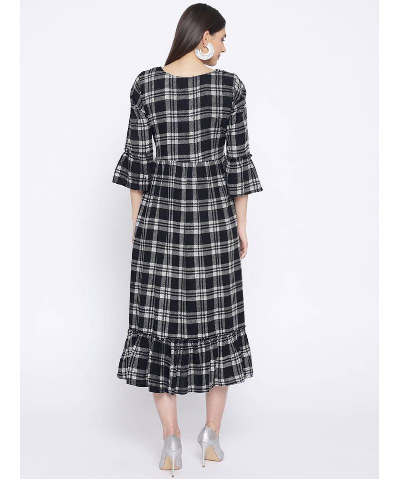 black embroidered rayon stitched kurti