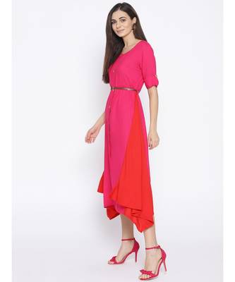 pink plain rayon stitched kurti 3