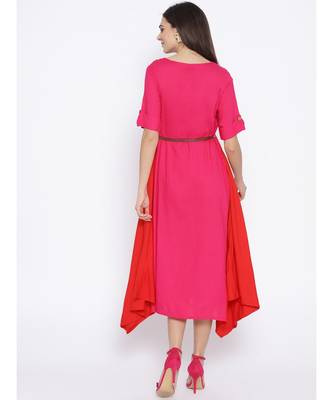 pink plain rayon stitched kurti 5