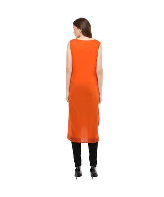 orange plain cotton stitched kurti 2