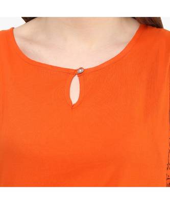 orange plain cotton stitched kurti 5
