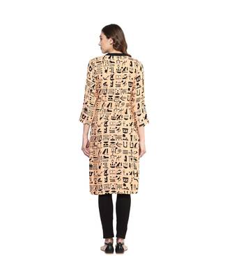 peach printed rayon stitched kurti 3