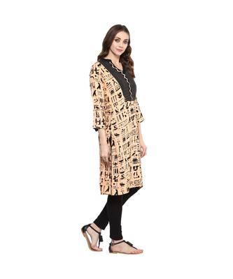 peach printed rayon stitched kurti 5