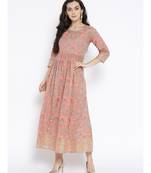 pink printed cotton stitched kurti