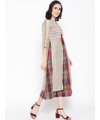 off white printed chanderi stitched kurti 3