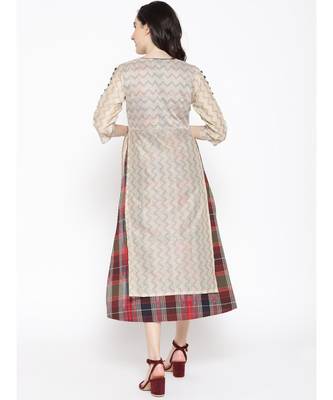 off white printed chanderi stitched kurti 4