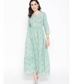 green printed cotton stitched kurti