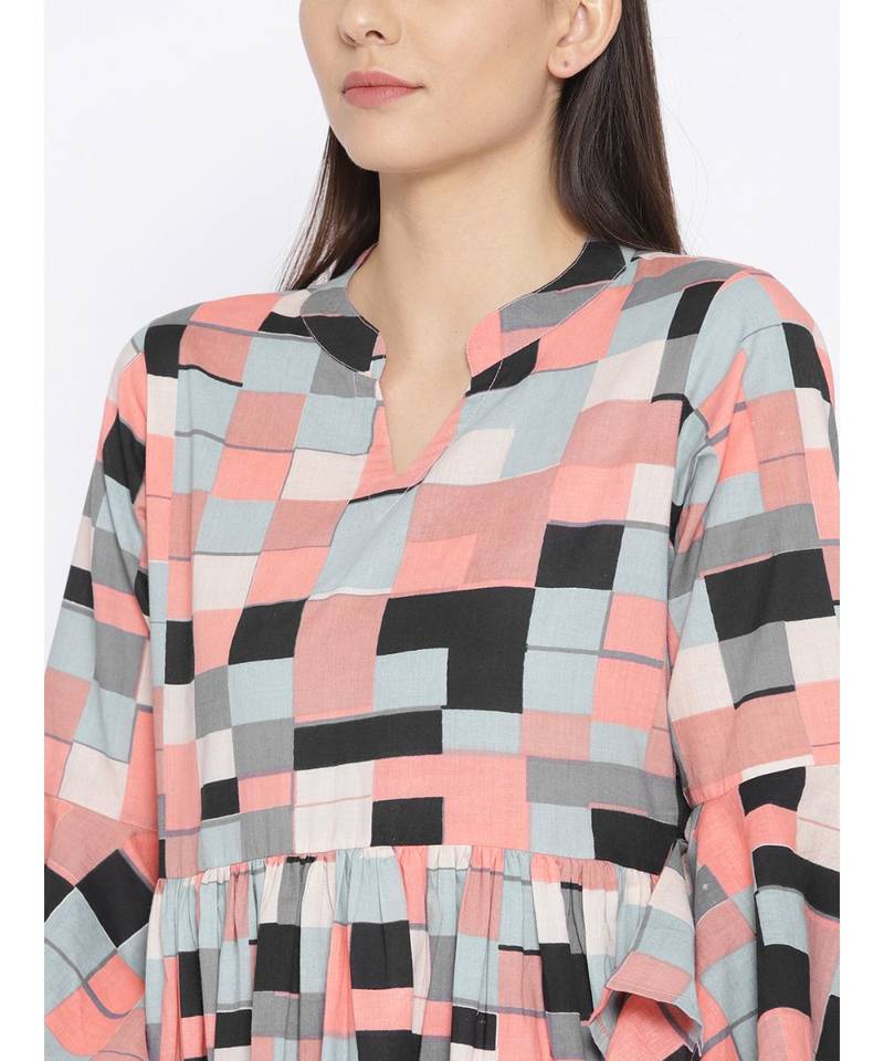 multicolor printed cotton stitched kurti