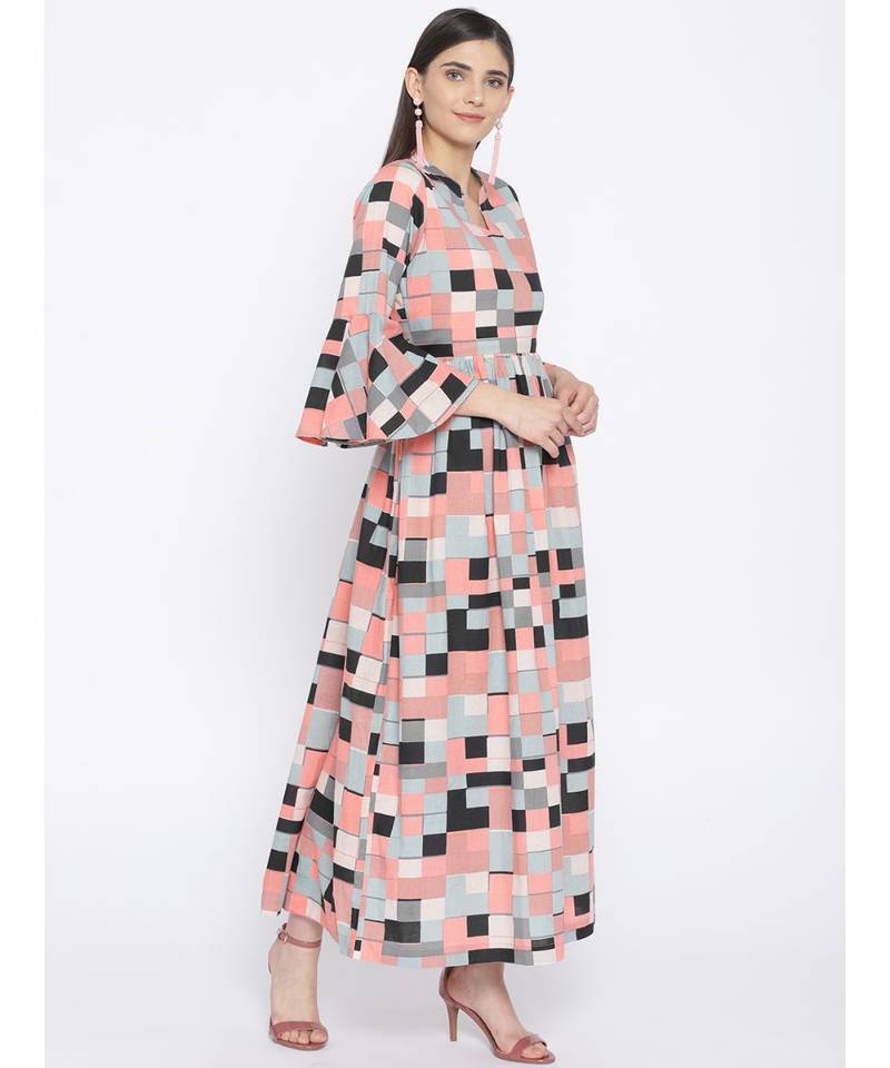 multicolor printed cotton stitched kurti