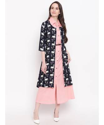blue printed rayon stitched kurti 1