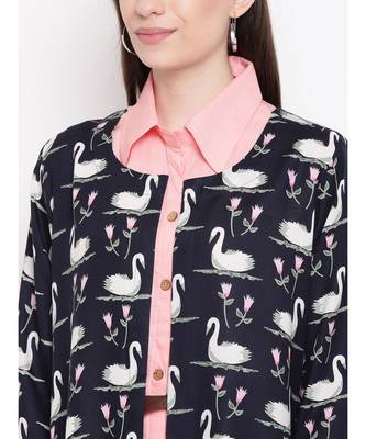blue printed rayon stitched kurti 2