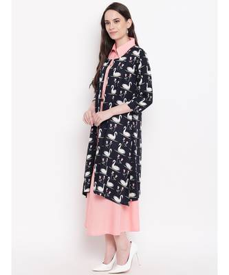 blue printed rayon stitched kurti 4