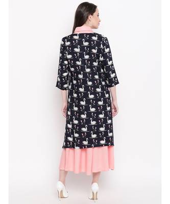 blue printed rayon stitched kurti 5