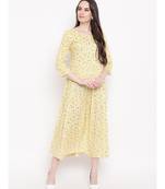 yellow printed rayon stitched kurti