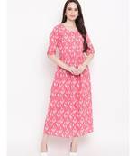 pink printed cotton stitched kurti