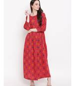 red printed cotton stitched kurti