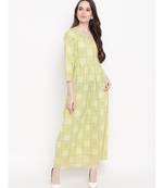 green printed cotton stitched kurti