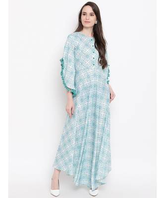 white printed rayon stitched kurti 1