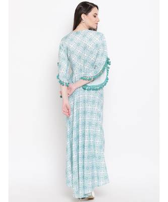 white printed rayon stitched kurti 5