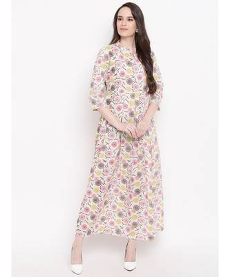 white printed cotton stitched kurti 1