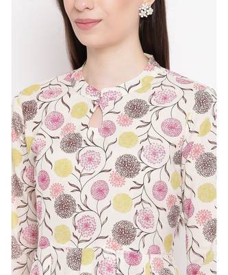 white printed cotton stitched kurti 2