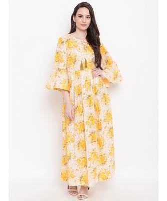white printed cotton stitched kurti 1