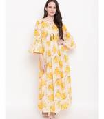 white printed cotton stitched kurti