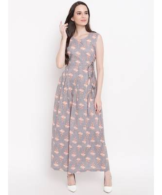 grey printed rayon stitched kurti 1