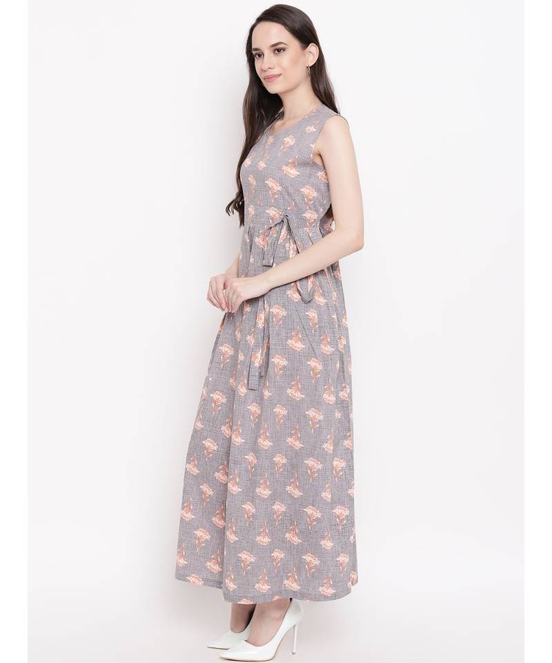 grey printed rayon stitched kurti